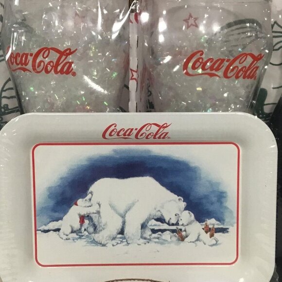 Coca-Cola 1997 Collectible Gift Set! Glasses, Bottles & Tray - Picture 2 of 5